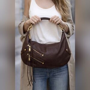 Alexisuospny womens Brown Leather Hobo bag